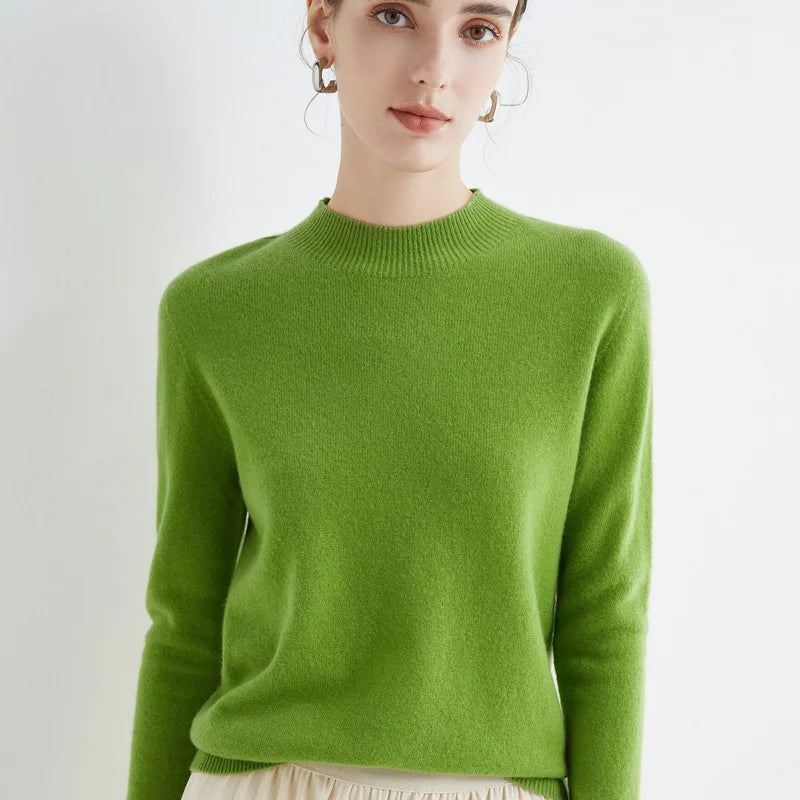 Wool Sweater Women's Loose Half Turtleneck Pullover Spring and Autumn Basic Style Simple Bottoming Top-Dollar Bargains Online Shopping Australia