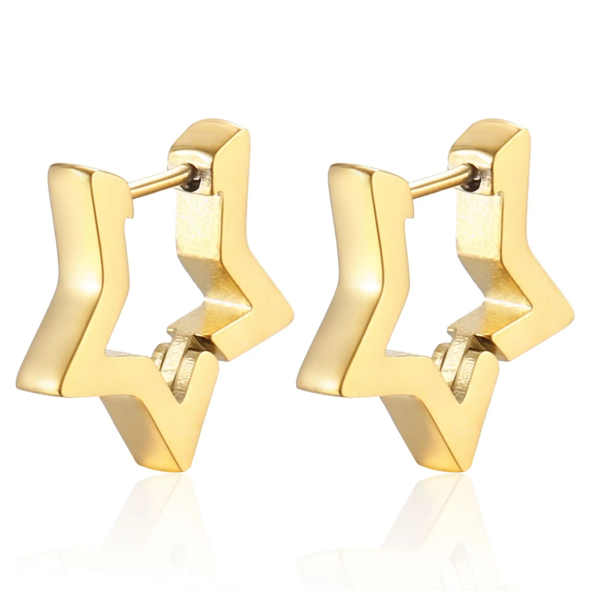 2PCS New Gold Color Square Hoop Earrings Women Men Stainless Steel Huggie Minimalist Punk Unisex Rock Earrings Piercing Jewelry-Dollar Bargains Online Shopping Australia