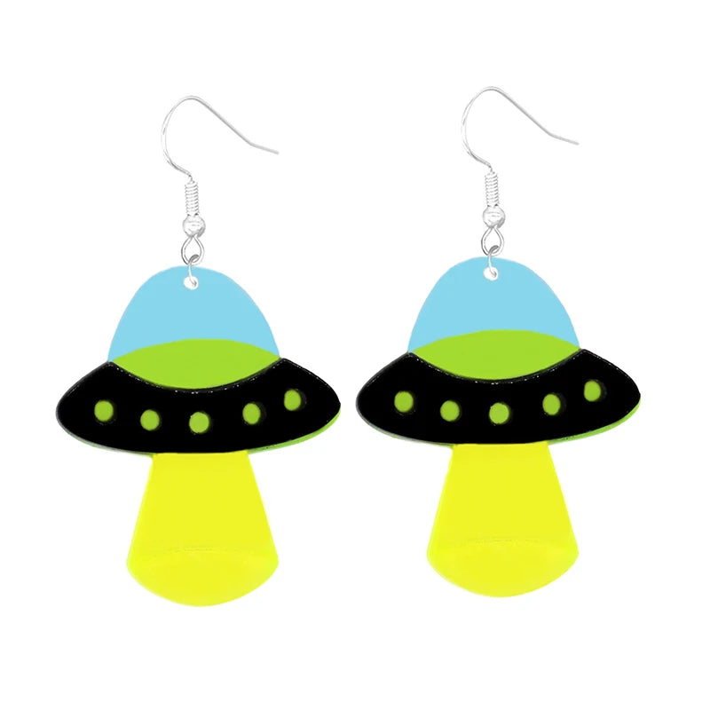 Earrings For Women UFO Acrylic Astronaut Star Lightning Cat Cute Hip Hop Exaggeration Special Creativity Jewelry Rainbow-Dollar Bargains Online Shopping Australia