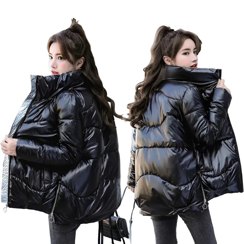 Down Cotton Coat Bright Face Short Jacket Loose Cotton Coat Women's Coat-Dollar Bargains Online Shopping Australia