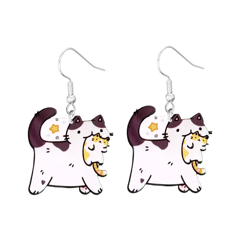 Cute Cat Design Dangle Earrings Acrylic Jewelry Adorable Gift For Women Girls Daily Casual Frog Bee Pig Hamster-Dollar Bargains Online Shopping Australia