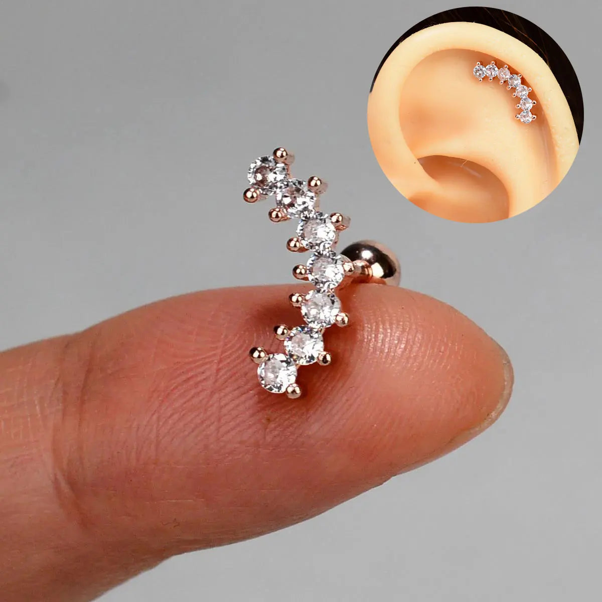 Flower Leaf Tragus Helix Piercing Studs Earrings Women Mini Crystal CZ Stainless Steel-Dollar Bargains Online Shopping Australia