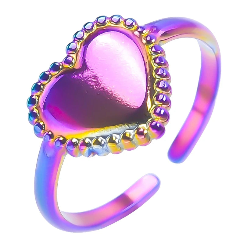 Elegant Girl Jewelry Love Stainless Steel Heart Rings For Women Accessories Finger Ring Adjustable-Dollar Bargains Online Shopping Australia