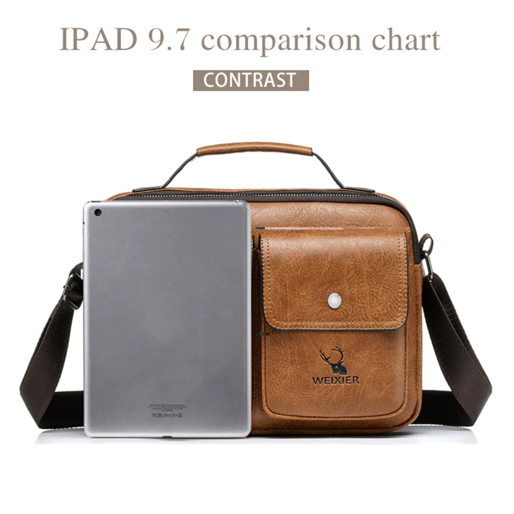 Men Shoulder Portable Leather Handbag Business Briefcase Multi Pockets Crossbody Bag Sling Bag-Dollar Bargains Online Shopping Australia