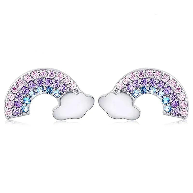 Unicorn Stud Earrings for Little Girl Kids Crystal Cat Butterfly Rainbow Heart Star Earring-Dollar Bargains Online Shopping Australia