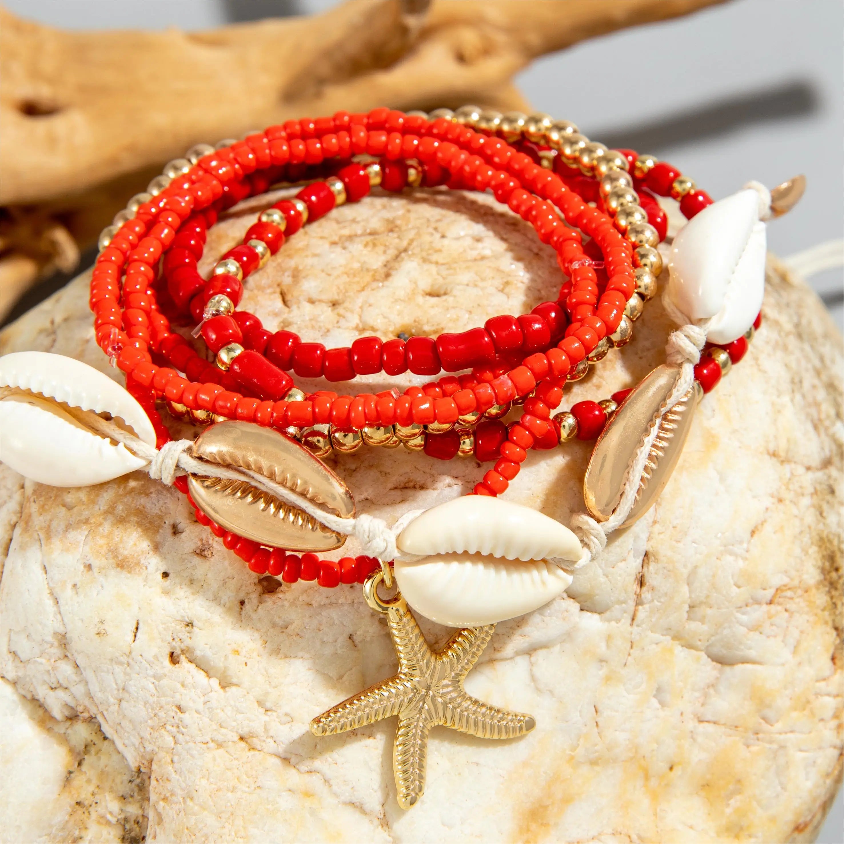 Bohemia Shell Starfish Bracelet Set Women Sand Beach Multilayer Bracelet Jewelry Party 7pcs/set-Dollar Bargains Online Shopping Australia