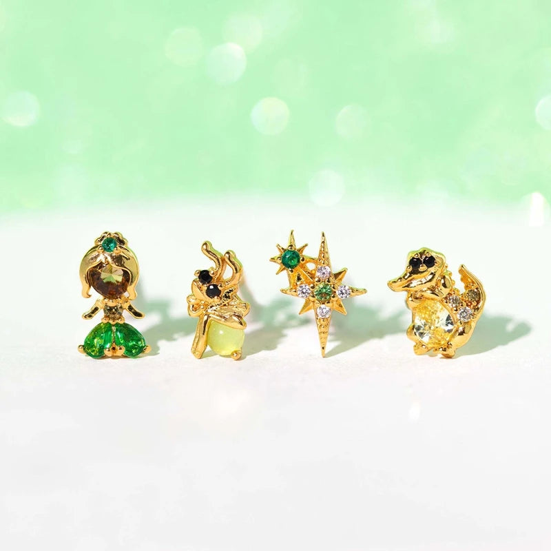 4pcs Fairy Cute Animal Comb Princess Stud Earrings Set Fashion Zircon Crystal Women Girls Gift Jewelry-Dollar Bargains Online Shopping Australia