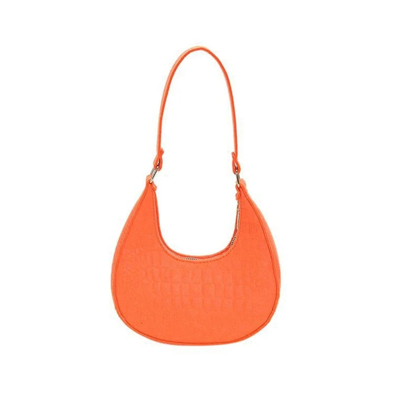 Fashion Simple Moon Shape Underarm Bags Cute Women Female Crocodile Grain Shoulder Bag Felt Purses Handbags Trend Accessories-Dollar Bargains Online Shopping Australia