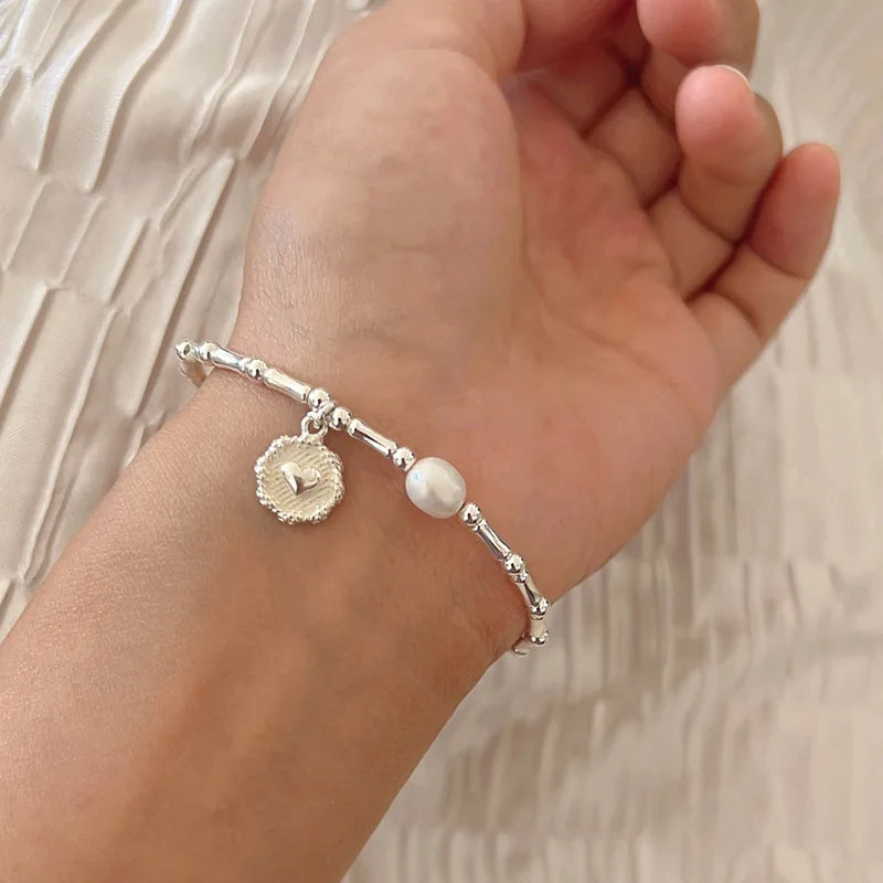 Silver Geometric Bead Pearl Punk Irregular Asymmetric Adjustable Bracelet For Woman Girl Fashion Jewelry-Dollar Bargains Online Shopping Australia