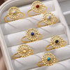 Opal Stone Rings For Women Vintage Wedding Open Adjustable Finger Ring Fashion-Dollar Bargains Online Shopping Australia