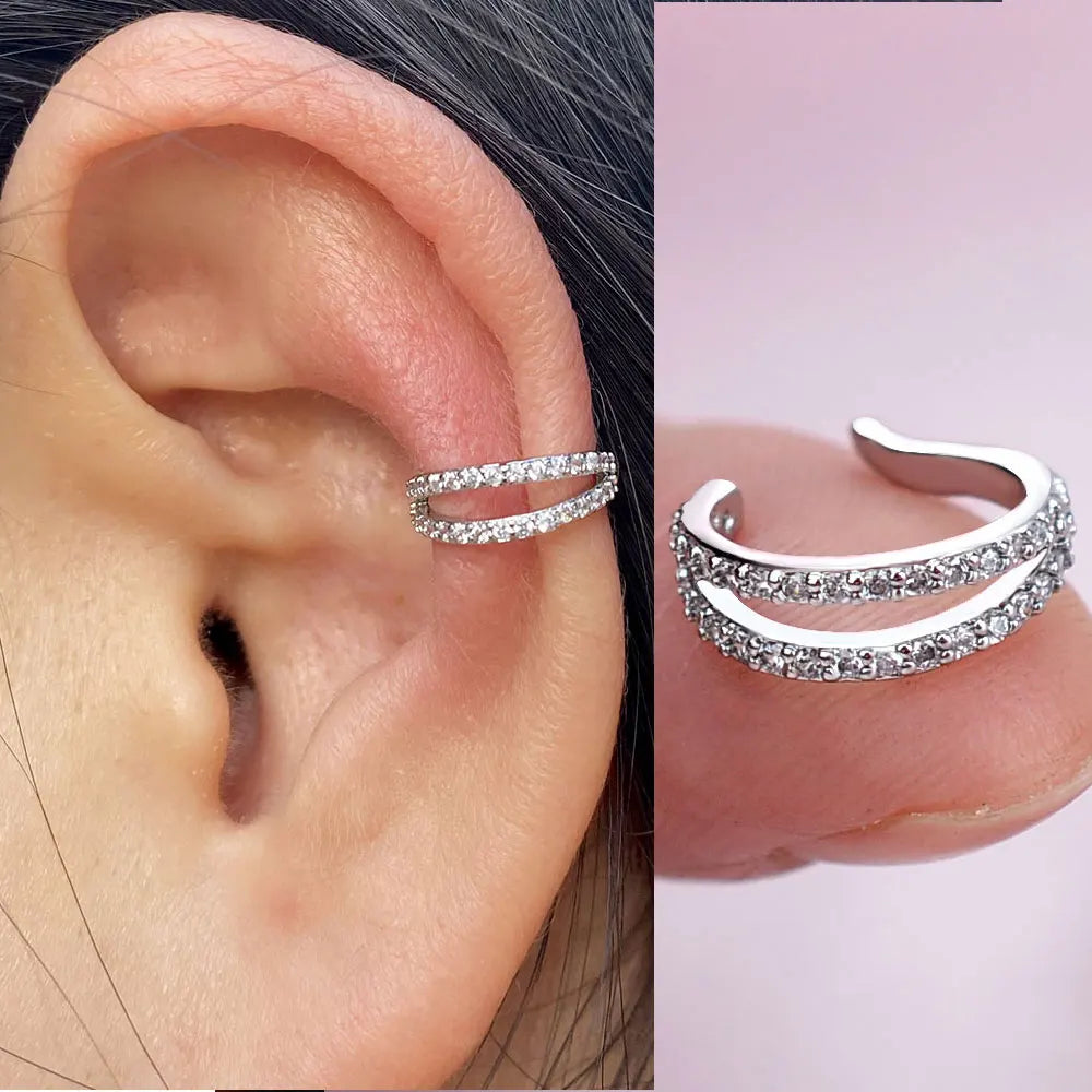 Climber Ear Cuff Ear Clip for Women CZ No Pierced C Shape Geometric-Dollar Bargains Online Shopping Australia