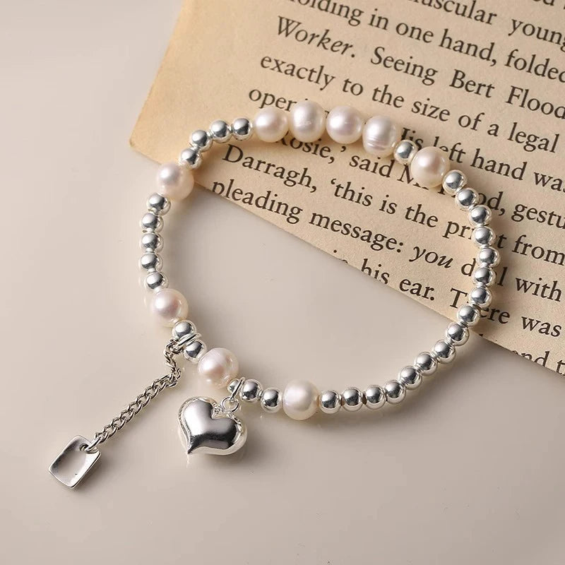 Silver Geometric Bead Pearl Punk Irregular Asymmetric Adjustable Bracelet For Woman Girl Fashion Jewelry-Dollar Bargains Online Shopping Australia