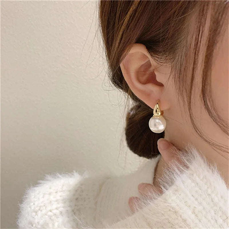 Statement Minimalist Gold Silver Color Mixed Solid Heart Pendant Hoop Earrings Street Style Korean Fashion Jewelry-Dollar Bargains Online Shopping Australia