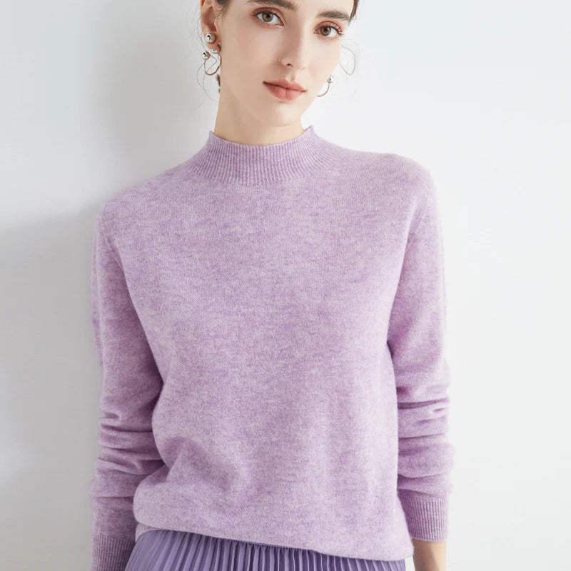 Wool Sweater Women's Loose Half Turtleneck Pullover Spring and Autumn Basic Style Simple Bottoming Top-Dollar Bargains Online Shopping Australia