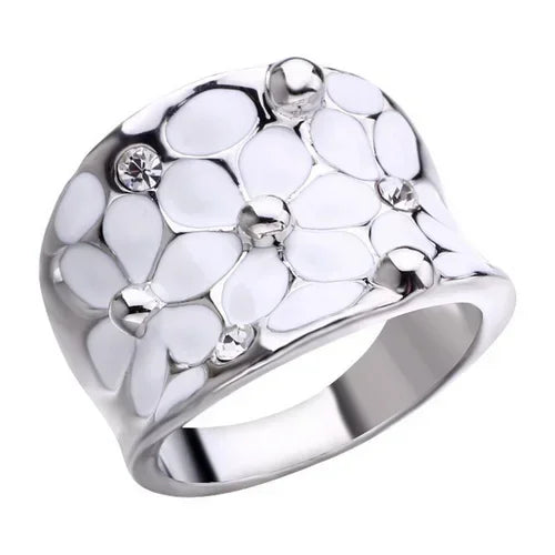 Temperament Wedding Jewellery Fashion Flower Oil Dripping Ring for Women-Dollar Bargains Online Shopping Australia