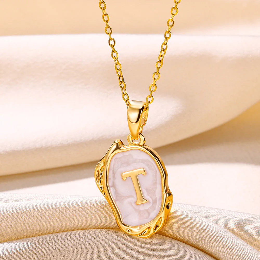 Y2K Stainless Steels Drip Oil 26 Letter Necklaces for Women Men Alphabet A-Z Initials Pendant Necklace Aesthetic Jewelry Gift-Dollar Bargains Online Shopping Australia