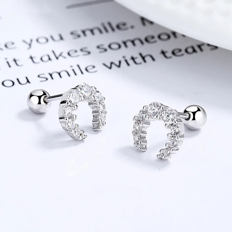 Silver Color Hypoallergenic Zircon Cartilage Studs Earring 925 Silver Needles Earrings for Women Helix Conch Tragus Piercing-Dollar Bargains Online Shopping Australia