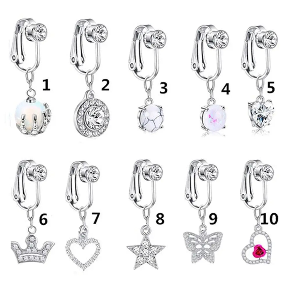 Faux Fake Belly Ring Fake Belly Piercing Non Piercing Umbilical Navel Belly Ring Button Cartilage Clip on Earrings Body Jewelry-Dollar Bargains Online Shopping Australia