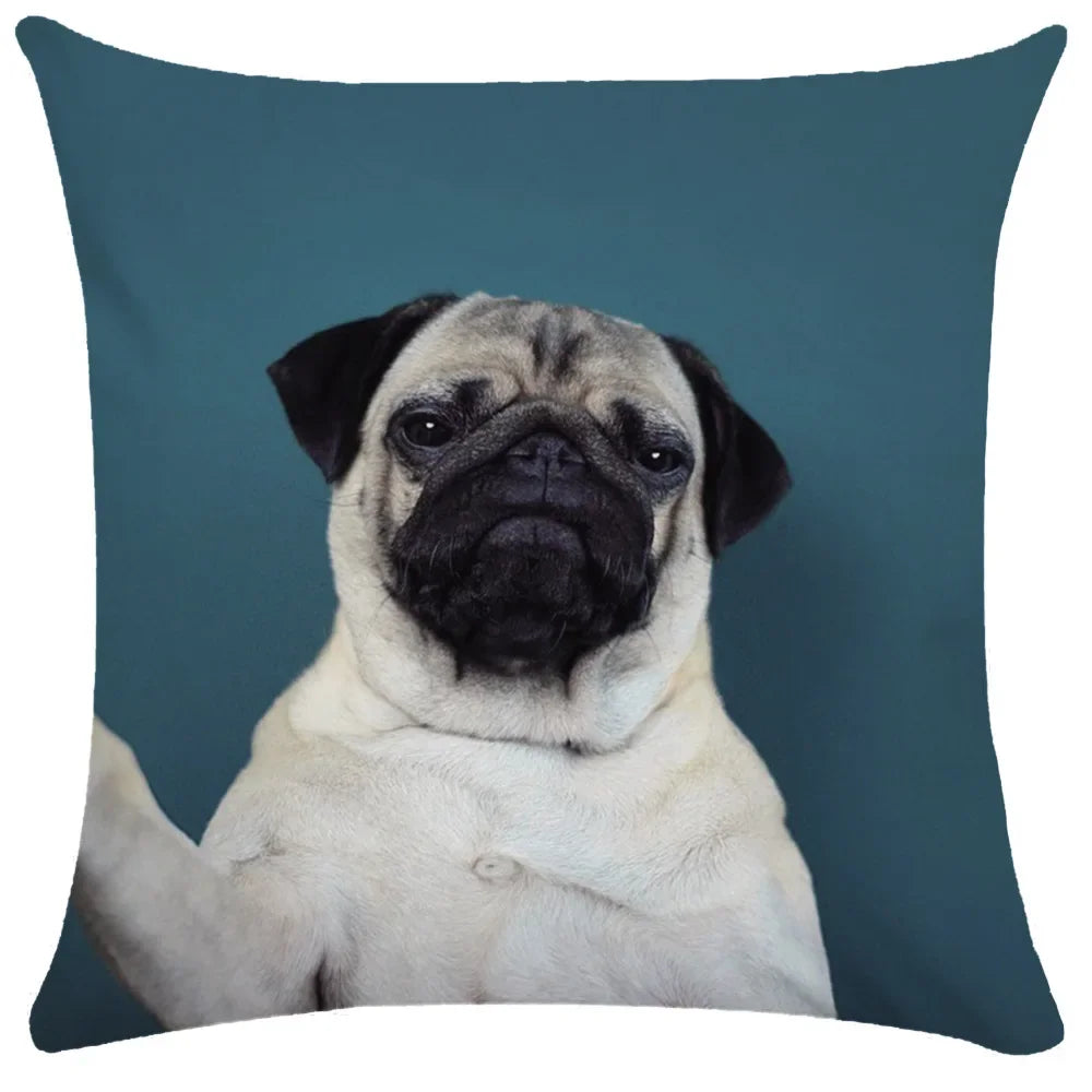 Pug Bulldog Print Cushion Cover Pets Dog Pillowcase For Home Sofa Decoration Polyester Lumbar Pillow Case Gift-Dollar Bargains Online Shopping Australia