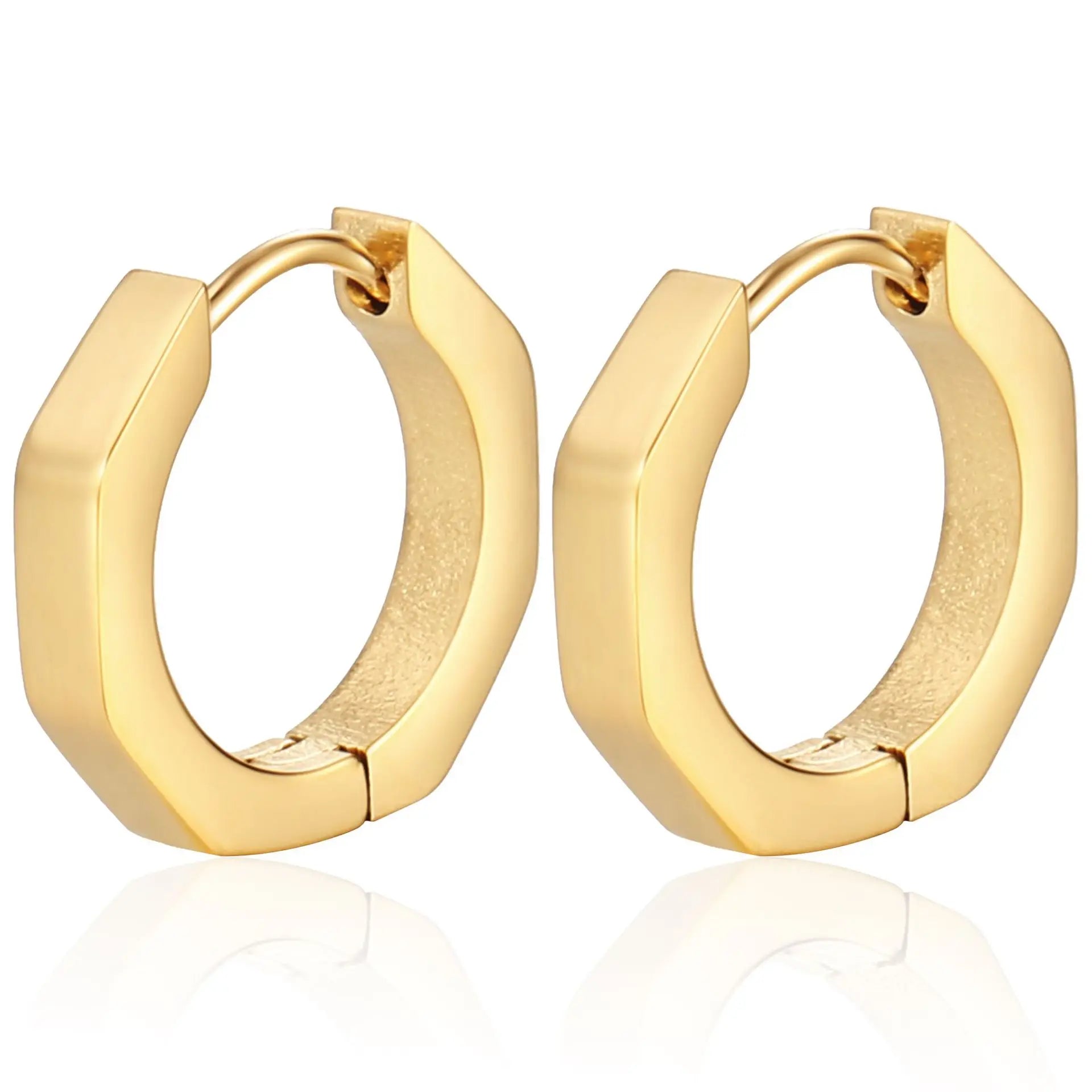 2PCS New Gold Color Square Hoop Earrings Women Men Stainless Steel Huggie Minimalist Punk Unisex Rock Earrings Piercing Jewelry-Dollar Bargains Online Shopping Australia