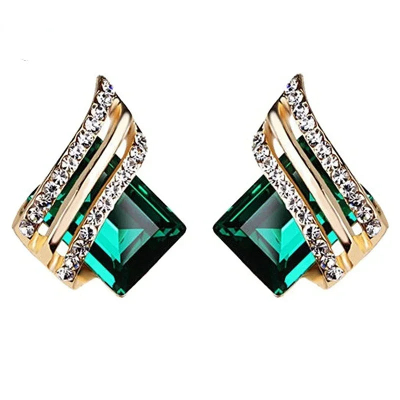 Gold-plated Zircon Earrings Crystal Earrings Engagement Earrings for women Princess Jewelry Birthday Anniversary Gifts-Dollar Bargains Online Shopping Australia