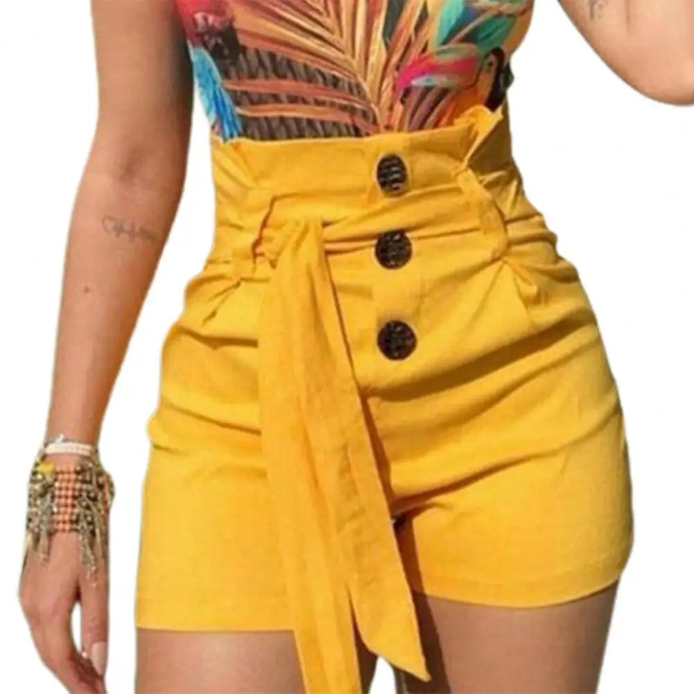 Women's Short High Waist Casual Solid Hot Skinny Shorts Shorts Jeans Belt Design Slim Shorts-Dollar Bargains Online Shopping Australia