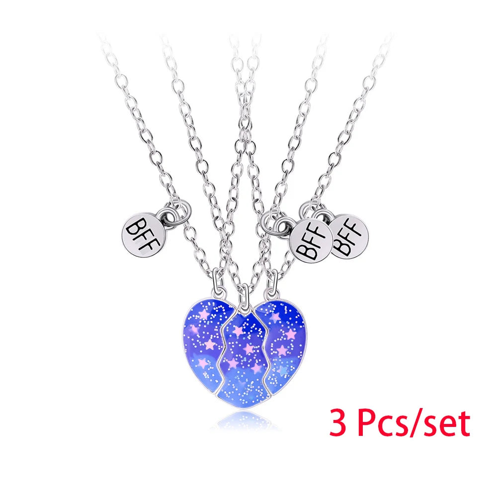 Best Friends Pendant Necklace For Woman Girls Magnetism Sequin Couple Crystal Chain Choke BFF Friendship Forever Jewelry Gift-Dollar Bargains Online Shopping Australia