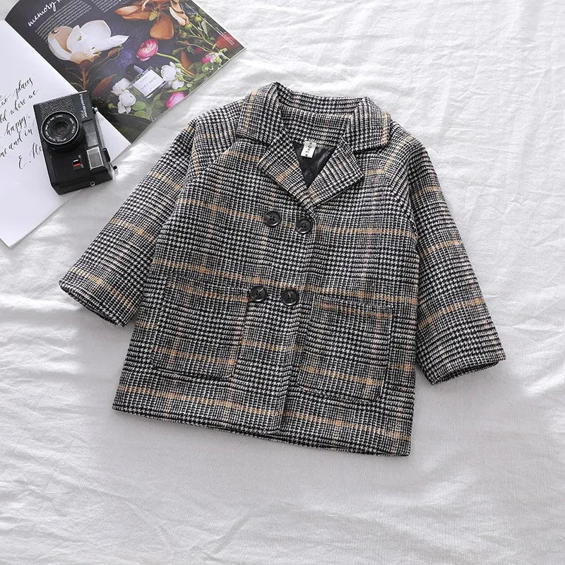 Jackets Child Girl Woolen Double-breasted Baby Trench Coat Lapel Autumn Kids Outerwear Winter Wool Overcoat-Dollar Bargains Online Shopping Australia