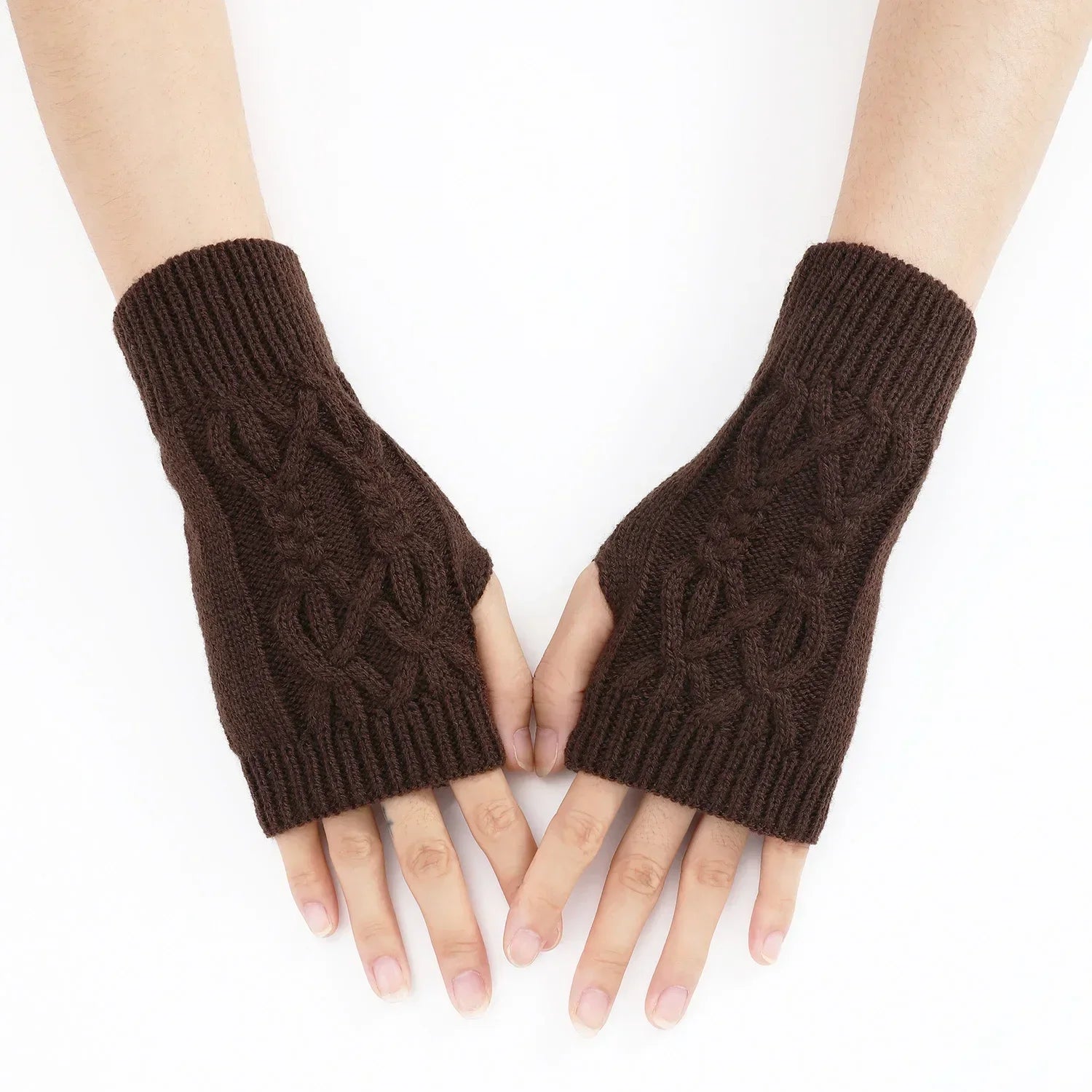 Women Winter Fingerless Gloves Warm Soft Wool Knitted Mittens Elegant Wrist Arm Hand Half Finger Elastic Short Gloves-Dollar Bargains Online Shopping Australia