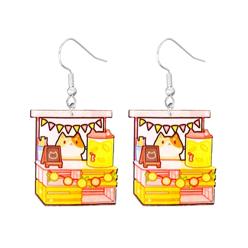 Cute Cat Design Dangle Earrings Acrylic Jewelry Adorable Gift For Women Girls Daily Casual Frog Bee Pig Hamster-Dollar Bargains Online Shopping Australia