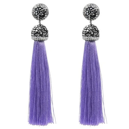 Long Tassel Earrings Handmade Bohemian Unusual Silk Crystal Dangle Drop Hanging Earrings-Dollar Bargains Online Shopping Australia