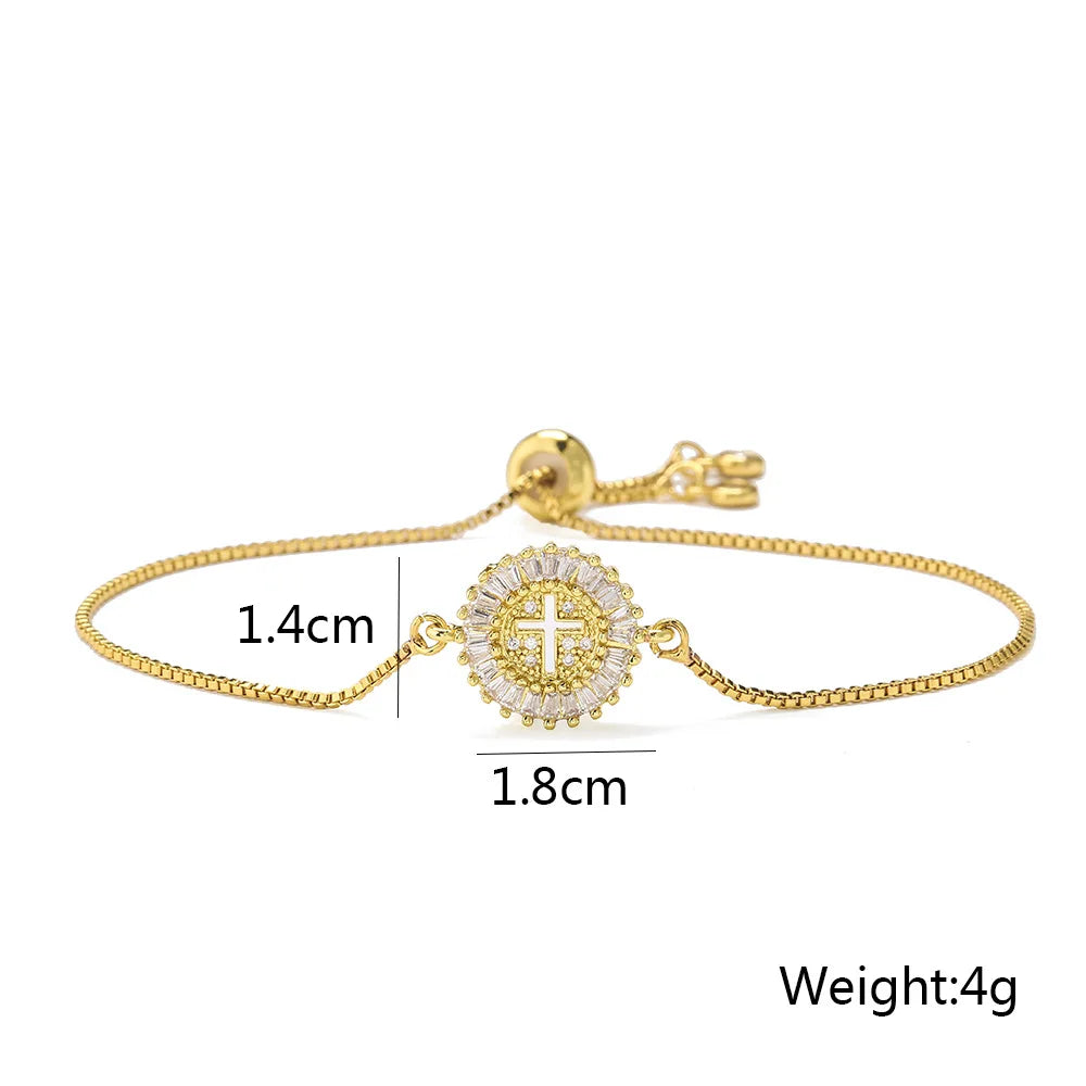 Gold Color Box Chain Virgin Mary Charm Bracelets For Women Shiny CZ Zircon Jewelry-Dollar Bargains Online Shopping Australia