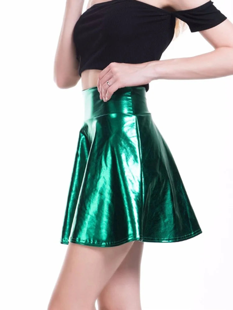 Pleated Skirts Women Short Sexy Elastic High Waist Solid Casual Green Silver Gold Pink Mini Party Clubwear-Dollar Bargains Online Shopping Australia