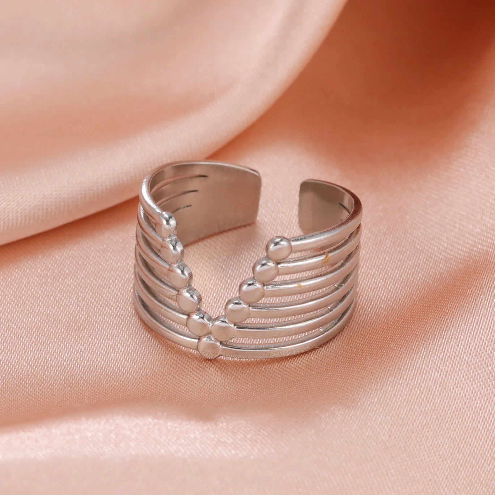 Women Rings Geometric Heart Aesthetic Adjustable Open Finger Ring Fashion Party Jewelry Gifts-Dollar Bargains Online Shopping Australia