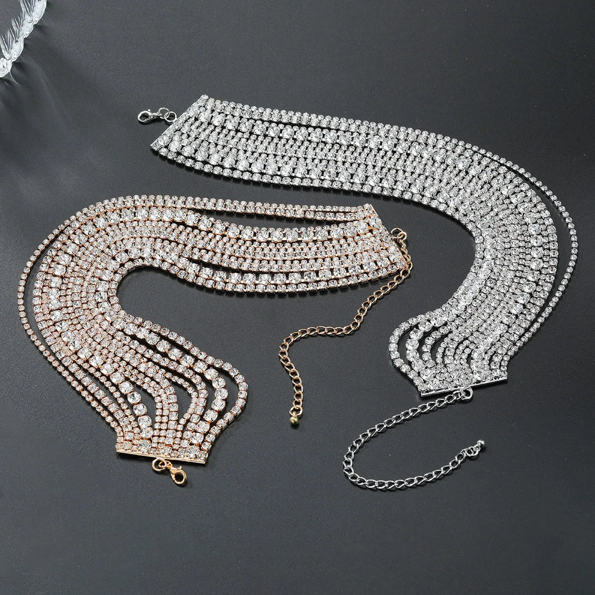 Luxury Multilayers Crystal Chokers Necklaces for Women Rhinestone Chains Necklaces Statements Jewelry-Dollar Bargains Online Shopping Australia