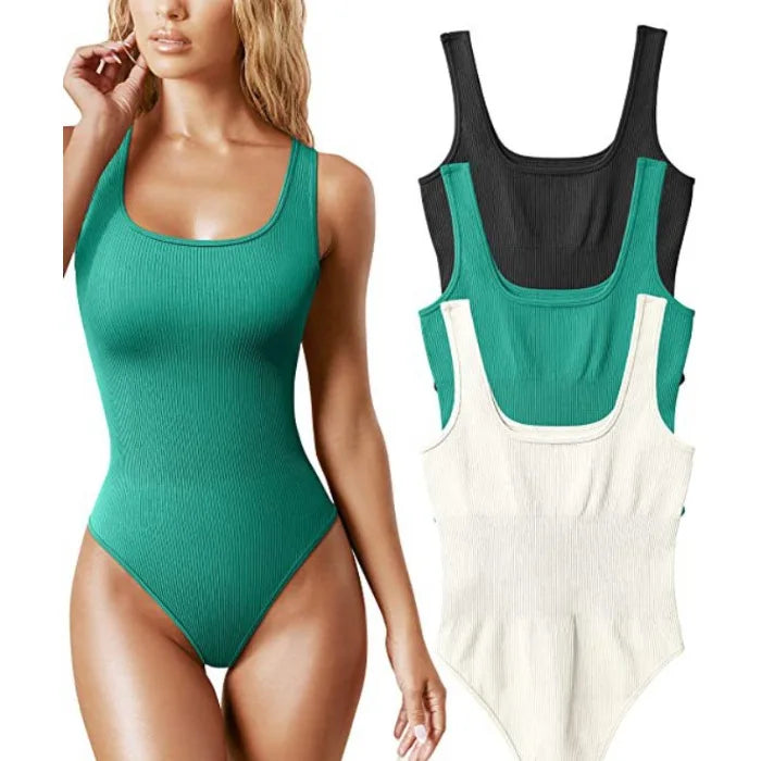 Sleeveless Bodysuits for Women Summer Basic Ribbed Sexy Crew Neck Racerback Tank Tops Body Suit Going Out-Dollar Bargains Online Shopping Australia