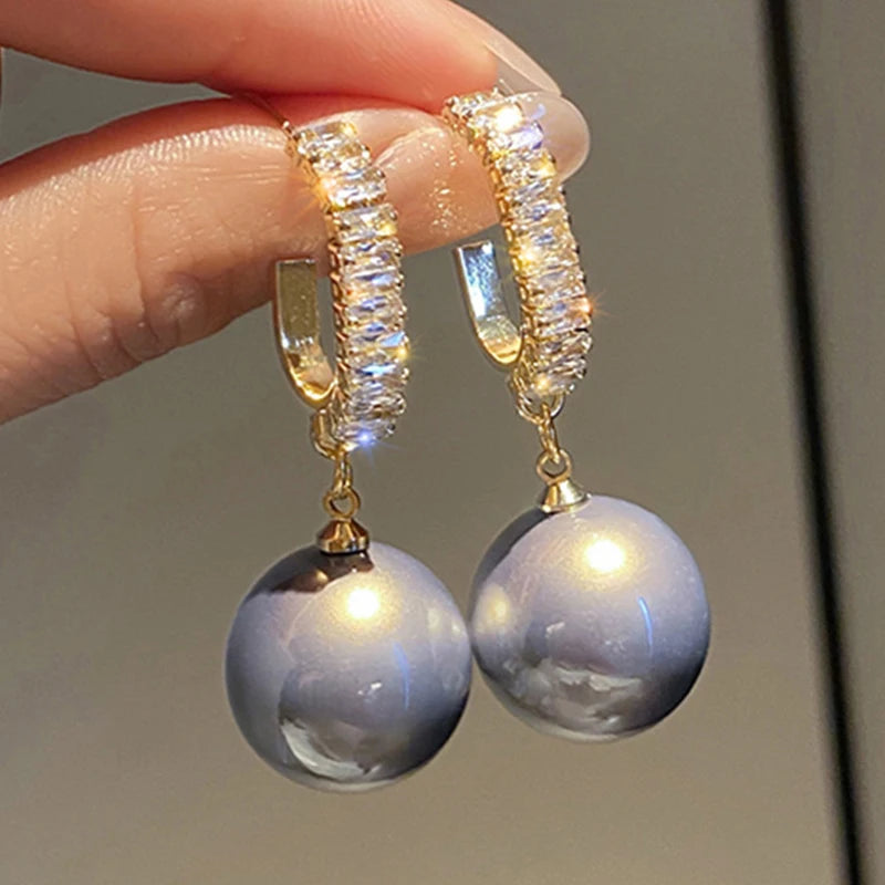 Classic Elegant Imitation Pearl Dangle Earrings For Women Crystal Long Tassel Exquisite Drop Earring Wedding Jewelry-Dollar Bargains Online Shopping Australia