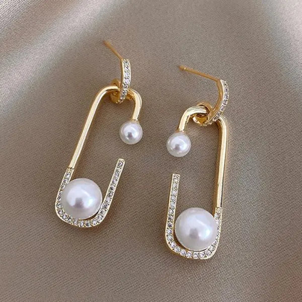 Classic Elegant Imitation Pearl Dangle Earrings For Women Crystal Long Tassel Exquisite Drop Earring Wedding Jewelry-Dollar Bargains Online Shopping Australia