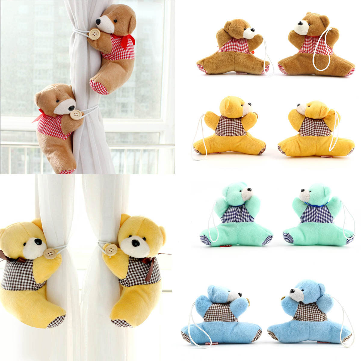 Online discount shop Australia - 1 Pair Baby Kid Cartoon Bear Holder Nursery Bedroom Curtain Tieback Buckle Hook 4 Colors &s