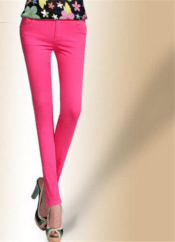 Colored Stretch Fashion Female Candy Colored Pencil Women's Pants Sexy Elastic Cotton Jeans Pants Denim Trousers-Dollar Bargains Online Shopping Australia