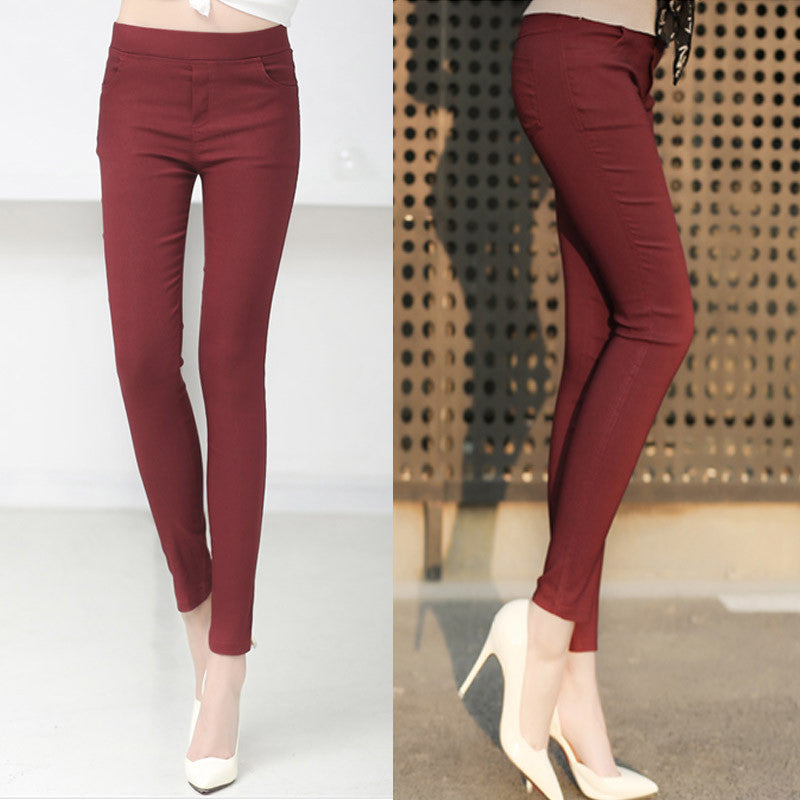 Colored Stretch Fashion Female Candy Colored Pencil Women's Pants Elastic Cotton Pants OL Slim Trousers Size S-3XL-Dollar Bargains Online Shopping Australia