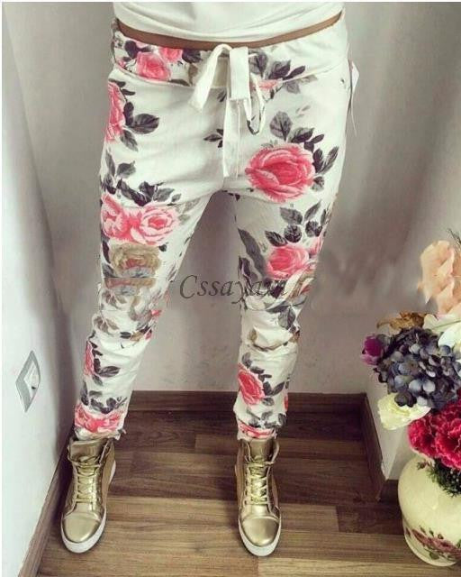 Fashion women Sweatpants S-XL Plus Size Flower Printed Womens Harem Pants Nineth Capris Casual Trousers-Dollar Bargains Online Shopping Australia