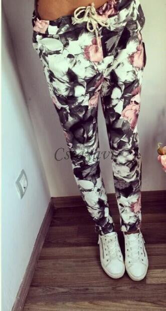 Fashion women Sweatpants S-XL Plus Size Flower Printed Womens Harem Pants Nineth Capris Casual Trousers-Dollar Bargains Online Shopping Australia