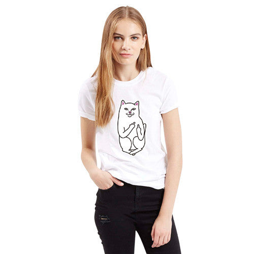 SexeMara Summer Pocket Harajuku Cat Lovers Women Top Short-sleeve T shirt Sweet Style Black/White/Grey Plus Size-Dollar Bargains Online Shopping Australia