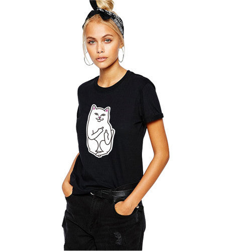 SexeMara Summer Pocket Harajuku Cat Lovers Women Top Short-sleeve T shirt Sweet Style Black/White/Grey Plus Size-Dollar Bargains Online Shopping Australia