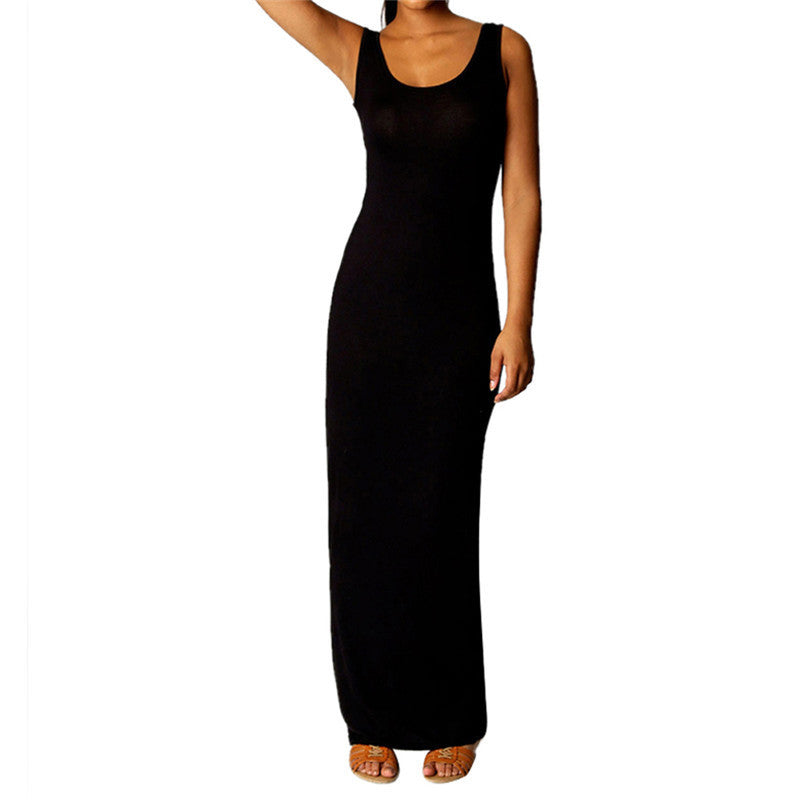 Sexy Women Sleeveless Summer Scoop Neck Bodycon Party Long Maxi Dress-Dollar Bargains Online Shopping Australia