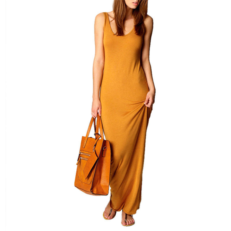 Sexy Women Sleeveless Summer Scoop Neck Bodycon Party Long Maxi Dress-Dollar Bargains Online Shopping Australia