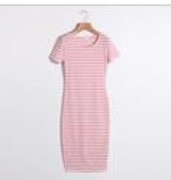 Casual Summer Women Dress Short Sleeve Round Neck Slim Fit Bodycon Dress Striped Side Split T Shirt Womens Dresses LJ3904R-Dollar Bargains Online Shopping Australia