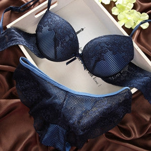 Sexy Women Lace Bra Set Cotton Embroidery Underwear Push Up Bra and Briefs SL16-Dollar Bargains Online Shopping Australia