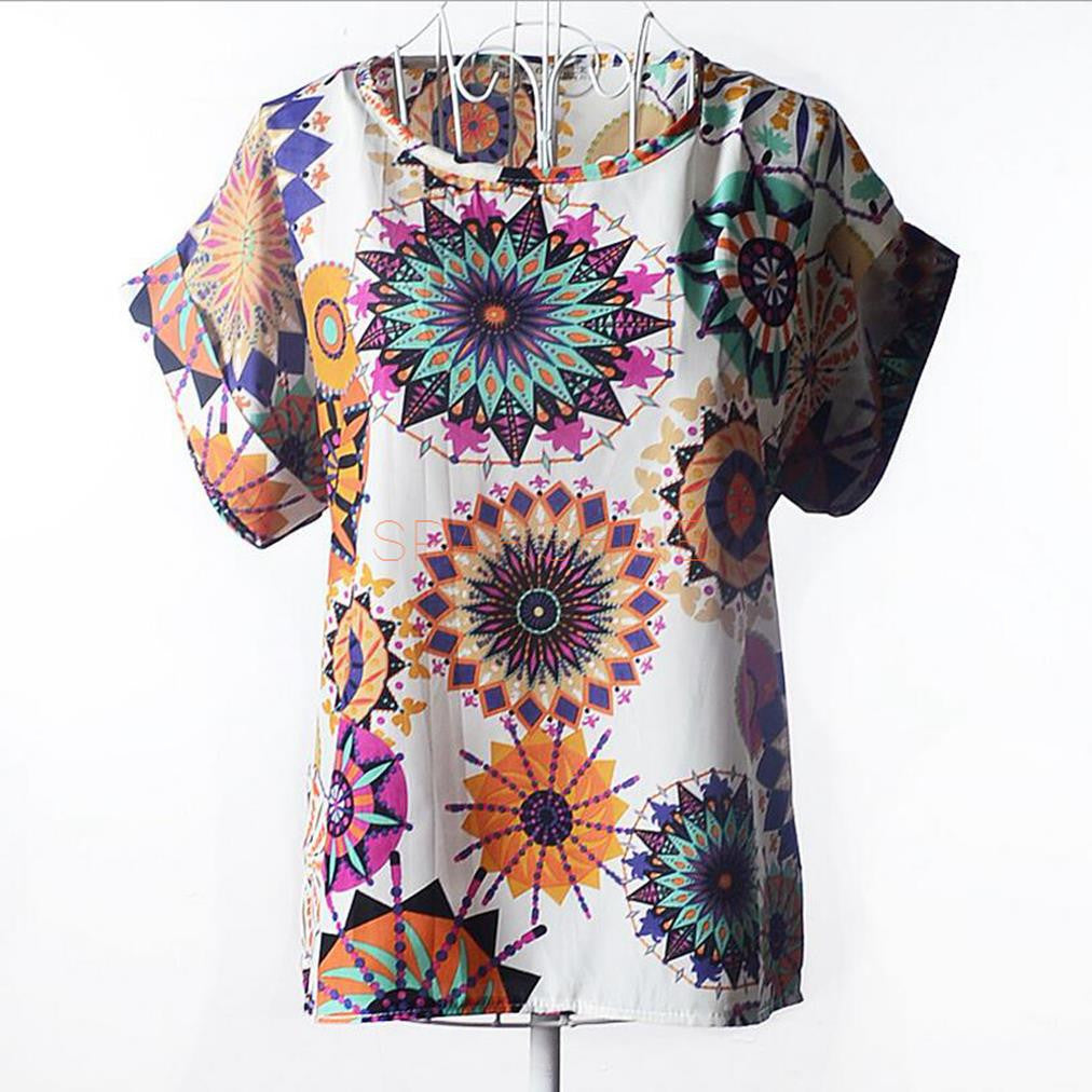 Women Blouses Chiffon Shirt Women Plus Size Short Sleeve Women Tops Batwing Summer-Dollar Bargains Online Shopping Australia